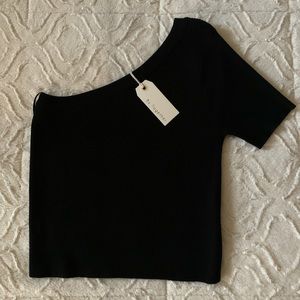 NWT One Shoulder Black Top